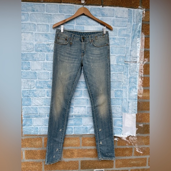 R13 Distressed Washed Paint Splatter jeans size 27 - Picture 2 of 16